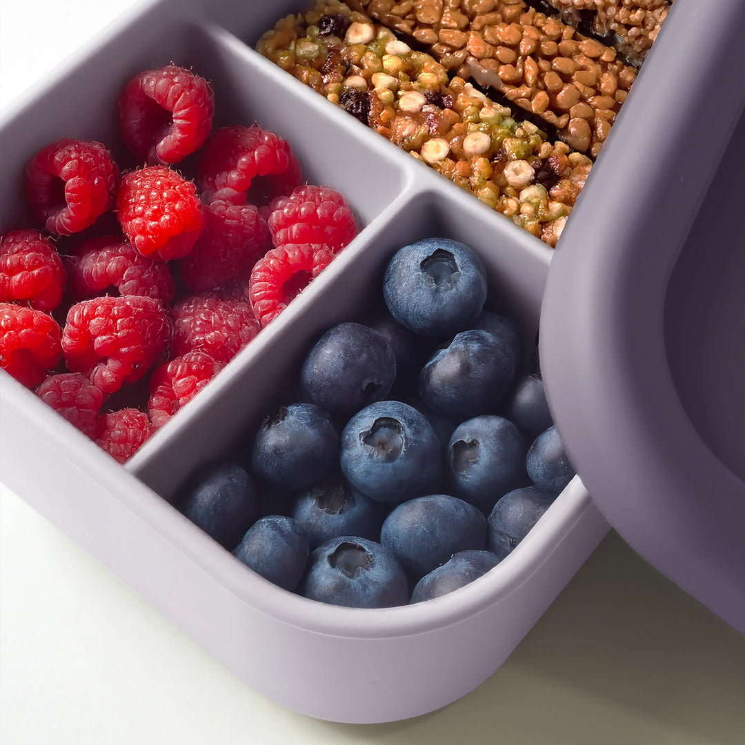 Close up show of bento box with healthy snacks